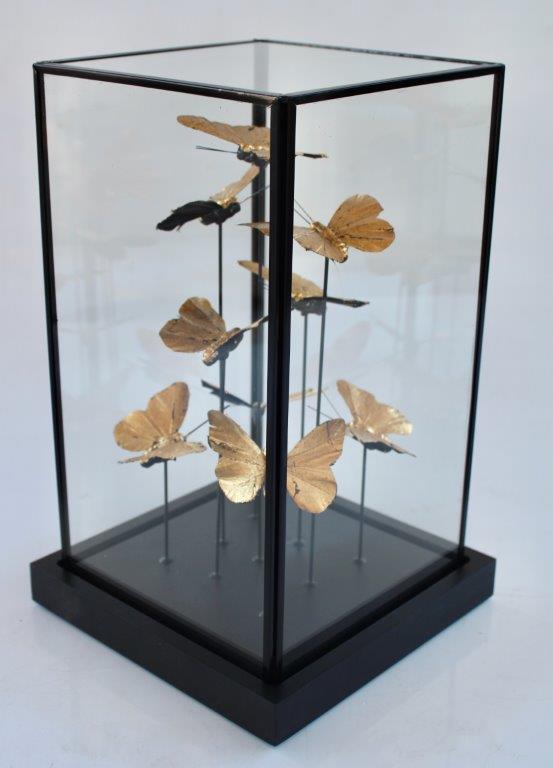 Square Glass Box Gold Butterflies